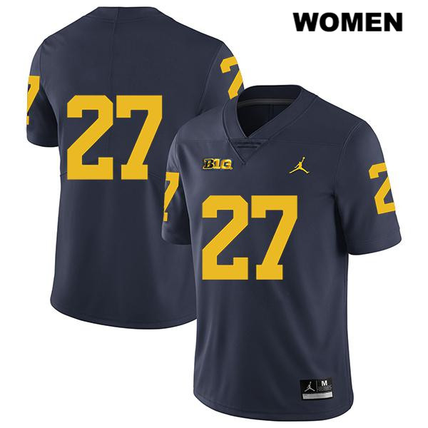 Women's NCAA Michigan Wolverines Hunter Reynolds #27 No Name Navy Jordan Brand Authentic Stitched Legend Football College Jersey ZP25Y30MG